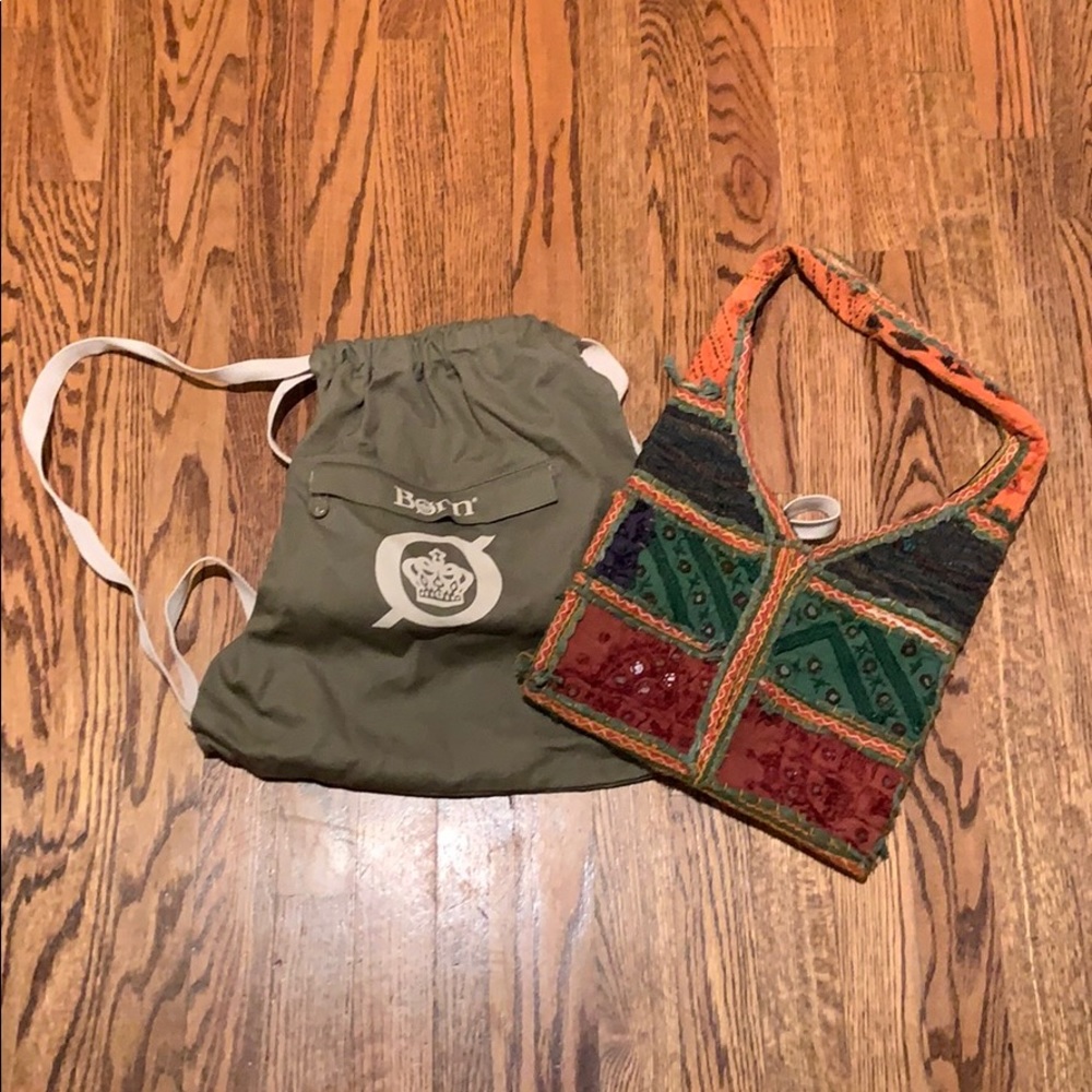 Born canvas sling bag and blue sky shoulder bag